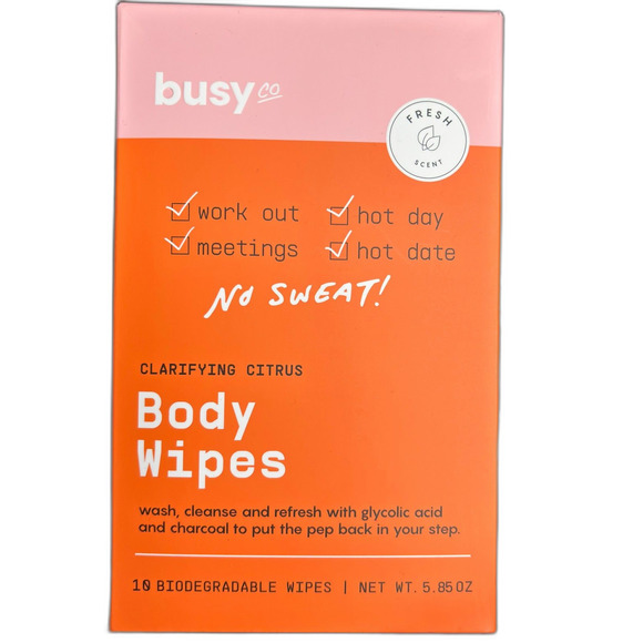 Womens Cleansing Body Wipes Fresh Citrus Arnica Flower Charcoal & Glycolic Acid - Picture 1 of 5